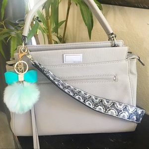 Turquoise Blue/Green Fur Pom Pom Keyring/Charm